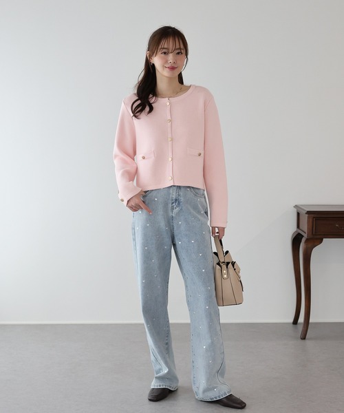 BLUEEAST(ブルーイースト)の「《お気に入り2.7万人突破!/新色追加/9色展開》金ボタンノーカラーニットジャケット(カーディガン/ボレロ・レディース・ブラック系/ネイビー/アイボリー系/グレー系/ブラウン/ブラック/チャコールグレー/アイボリー/ボルドー/ブルー/ピンク・MEDIUM)」の20枚目の写真