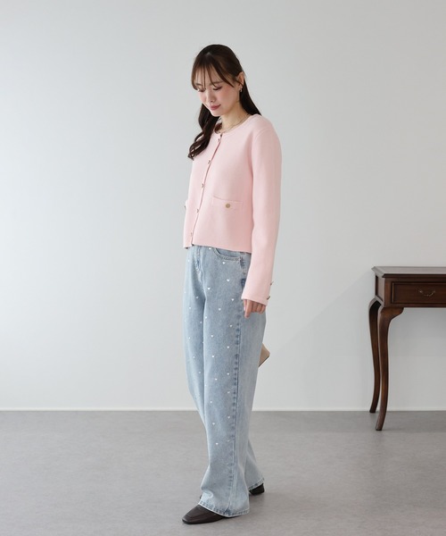 BLUEEAST(ブルーイースト)の「《お気に入り2.7万人突破!/新色追加/9色展開》金ボタンノーカラーニットジャケット(カーディガン/ボレロ・レディース・ブラック系/ネイビー/アイボリー系/グレー系/ブラウン/ブラック/チャコールグレー/アイボリー/ボルドー/ブルー/ピンク・MEDIUM)」の21枚目の写真