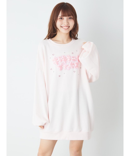 希少✨クレージュ♡半袖ニット　タートルネック　フロントロゴ　アンゴラ　ピンク 美品】クレージュ アンゴラニット 千鳥格子 センターロゴ刺繍