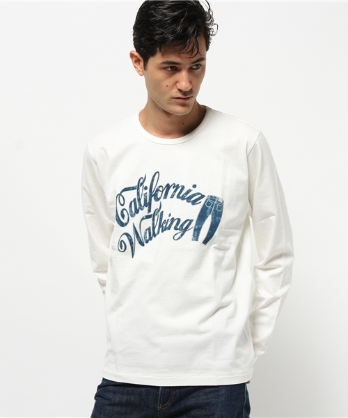 Denime（ドゥニーム）の「BASIC CUTSEW LONG-SLEEVE TEE 'CALIFORNIA WALKING' /ベーシックカットソーロンT（Tシャツ/カットソー・メンズ・ホワイト/グレー/イエロー・LARGE/MEDIUM/SMALL）」の8枚目の写真