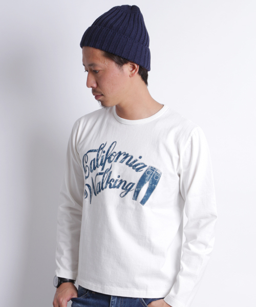 Denime（ドゥニーム）の「BASIC CUTSEW LONG-SLEEVE TEE 'CALIFORNIA WALKING' /ベーシックカットソーロンT（Tシャツ/カットソー・メンズ・ホワイト/グレー/イエロー・LARGE/MEDIUM/SMALL）」の4枚目の写真