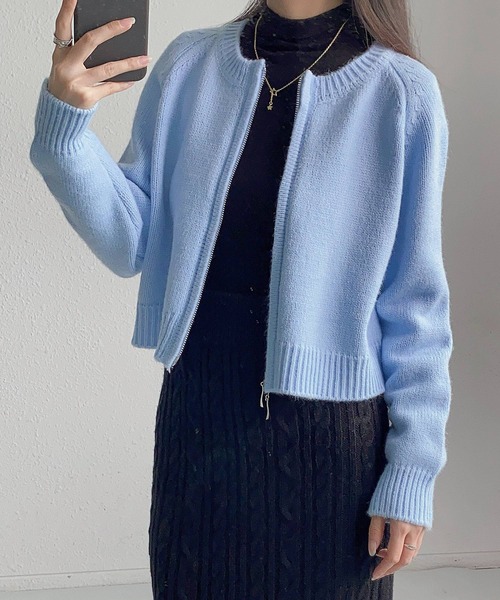 MAISON DE THERESE(メゾン ド テレーズ)の「ファスナー開き ショート丈ニットコート/カーディガン セーター ボレロ(カーディガン/ボレロ・レディース・ピンク/オレンジ/アイボリー/ブルー/グレー・FREE)」の16枚目の写真