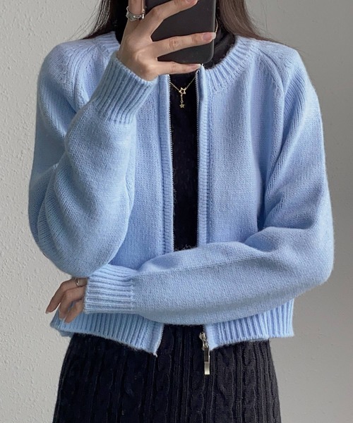 MAISON DE THERESE(メゾン ド テレーズ)の「ファスナー開き ショート丈ニットコート/カーディガン セーター ボレロ(カーディガン/ボレロ・レディース・ピンク/オレンジ/アイボリー/ブルー/グレー・FREE)」の17枚目の写真