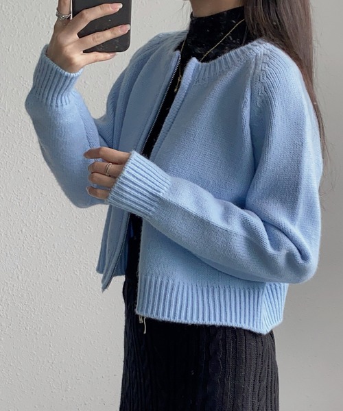 MAISON DE THERESE(メゾン ド テレーズ)の「ファスナー開き ショート丈ニットコート/カーディガン セーター ボレロ(カーディガン/ボレロ・レディース・ピンク/オレンジ/アイボリー/ブルー/グレー・FREE)」の19枚目の写真