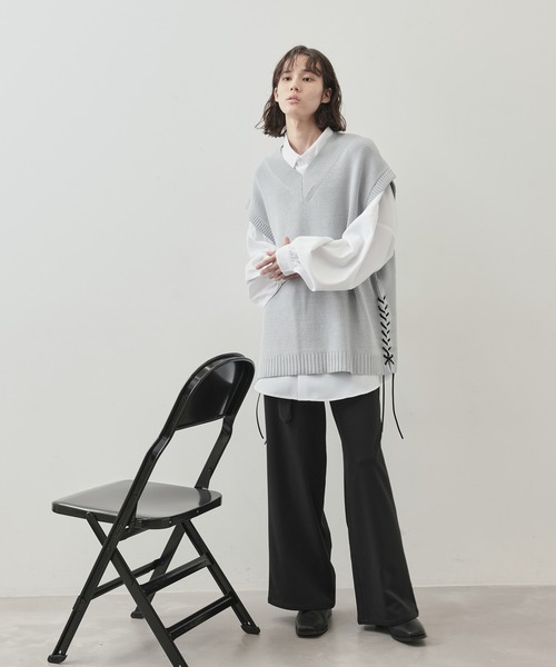 JUNRED(ジュンレッド)の「レザーコードスリットベスト(ベスト・メンズ・ライトグレー/グリーン/ブラック・L/S/M)」の13枚目の写真