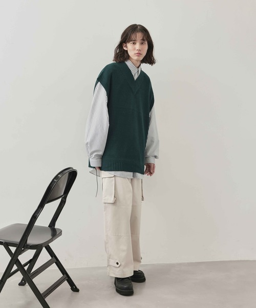 JUNRED(ジュンレッド)の「レザーコードスリットベスト(ベスト・メンズ・ライトグレー/グリーン/ブラック・L/S/M)」の14枚目の写真