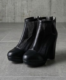 LibertyDoll/+9.5cm チャンキーヒール メッシュ ショートブーツ(9121)