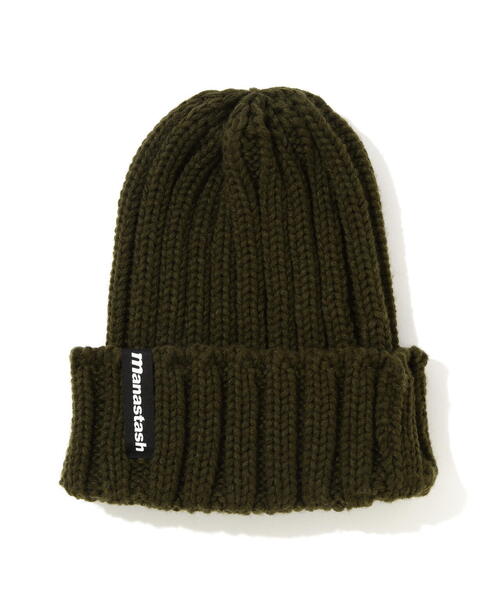 MANASTASH(マナスタッシュ)の「MANASTASH/マナスタッシュ/90'S LOGO BEANIE II/ロゴビーニー(ニットキャップ/ビーニー・メンズ・ブラック/オリーブ系/ブルー/レッド系その他4/イエロー/その他17/パープル/ネイビー・F)」の3枚目の写真