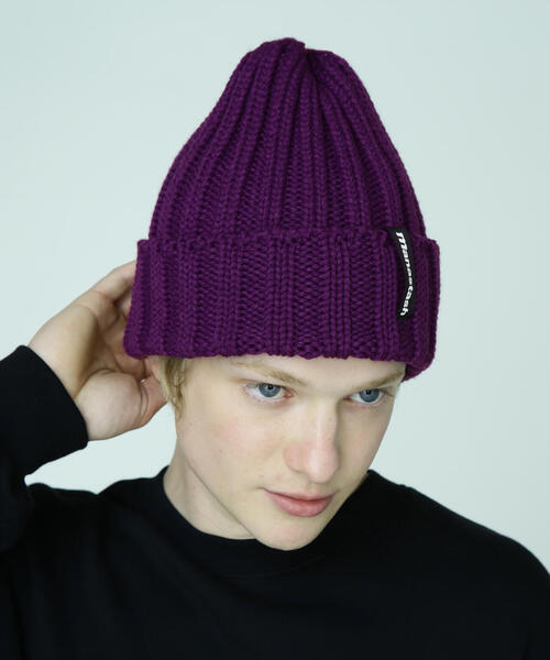 MANASTASH(マナスタッシュ)の「MANASTASH/マナスタッシュ/90'S LOGO BEANIE II/ロゴビーニー(ニットキャップ/ビーニー・メンズ・ブラック/オリーブ系/ブルー/レッド系その他4/イエロー/その他17/パープル/ネイビー・F)」の6枚目の写真
