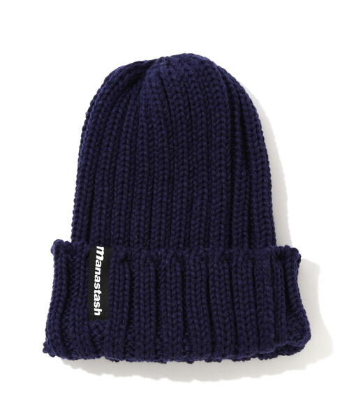 MANASTASH(マナスタッシュ)の「MANASTASH/マナスタッシュ/90'S LOGO BEANIE II/ロゴビーニー(ニットキャップ/ビーニー・メンズ・ブラック/オリーブ系/ブルー/レッド系その他4/イエロー/その他17/パープル/ネイビー・F)」の4枚目の写真
