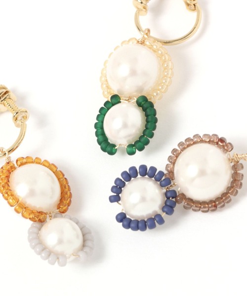 niko and...（ニコアンド）の「ビーズパール調コンビイヤリング（イヤリング・レディース・ネイビー/オレンジ/グリーン・0）」の4枚目の写真