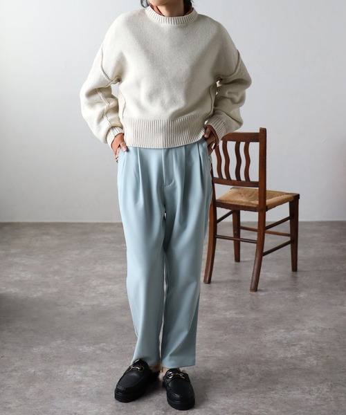 COMMRE（コムル）の「ショートフォルムアウトリンキングニットプルオーバー（ニット/セーター・レディース・サックスブルー/アイボリー/ピンク・FREE）」の8枚目の写真