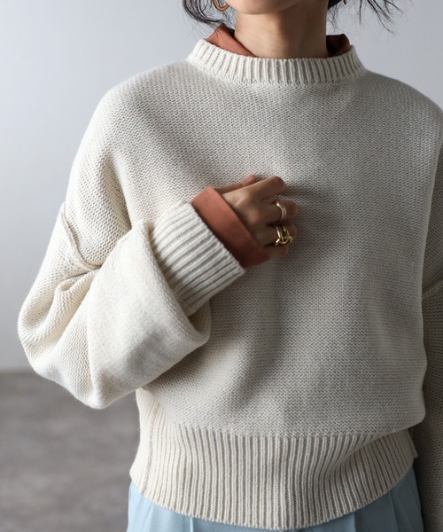 COMMRE（コムル）の「ショートフォルムアウトリンキングニットプルオーバー（ニット/セーター・レディース・サックスブルー/アイボリー/ピンク・FREE）」の11枚目の写真