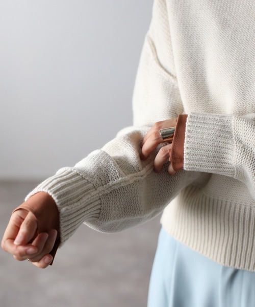 COMMRE（コムル）の「ショートフォルムアウトリンキングニットプルオーバー（ニット/セーター・レディース・サックスブルー/アイボリー/ピンク・FREE）」の12枚目の写真