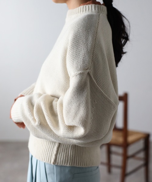 COMMRE（コムル）の「ショートフォルムアウトリンキングニットプルオーバー（ニット/セーター・レディース・サックスブルー/アイボリー/ピンク・FREE）」の13枚目の写真