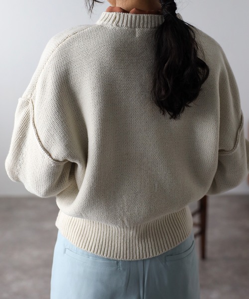 COMMRE（コムル）の「ショートフォルムアウトリンキングニットプルオーバー（ニット/セーター・レディース・サックスブルー/アイボリー/ピンク・FREE）」の14枚目の写真