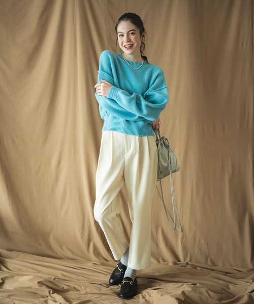 COMMRE（コムル）の「ショートフォルムアウトリンキングニットプルオーバー（ニット/セーター・レディース・サックスブルー/アイボリー/ピンク・FREE）」の19枚目の写真