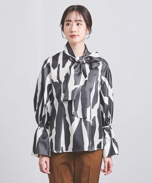 ユナイテッドアローズ　ジオメティック　ブラウス　ボウタイブラウス UNITED ARROWS - UNITED ARROWS ジオメトリック ボウタイブラウスの