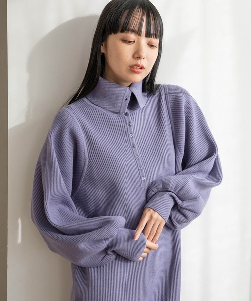 LOWRYS FARM（ローリーズファーム）の「ソデボリュームニットワンピース　968630（ワンピース・レディース・パープル/グレー/ブラック・FREE）」の3枚目の写真