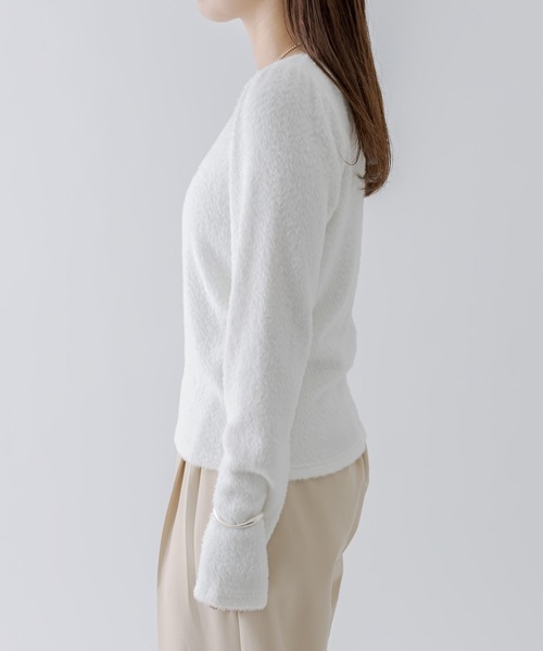 mline（エムライン）の「[mline]ギャザーシャギートップス（Tシャツ/カットソー・レディース・ブラック/オフホワイト・FREE）」の13枚目の写真