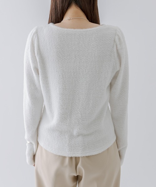mline（エムライン）の「[mline]ギャザーシャギートップス（Tシャツ/カットソー・レディース・ブラック/オフホワイト・FREE）」の14枚目の写真