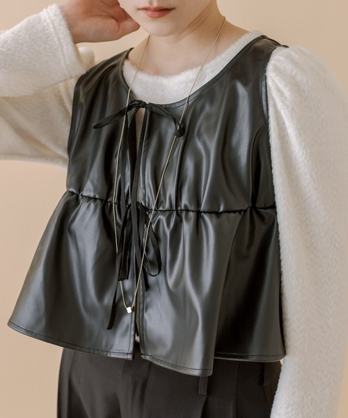 mline（エムライン）の「[mline]ギャザーシャギートップス（Tシャツ/カットソー・レディース・ブラック/オフホワイト・FREE）」の10枚目の写真