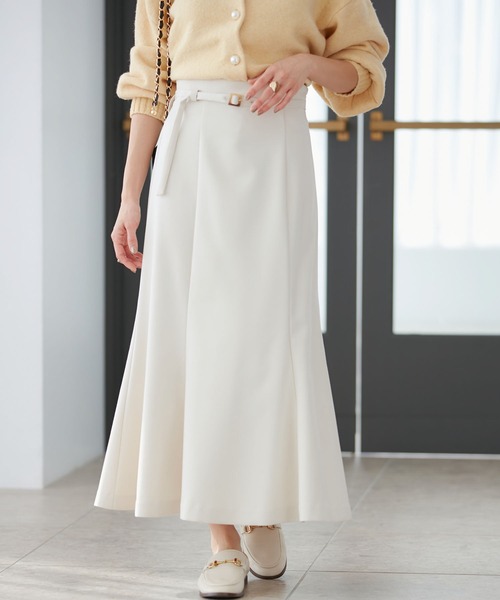 VIS（ビス）の「【洗える・防シワ】美easy裏起毛マーメイドスカート（スカート・レディース・ブラック/ホワイト系その他5/ベージュ系その他・SS/S/L/M）」の2枚目の写真