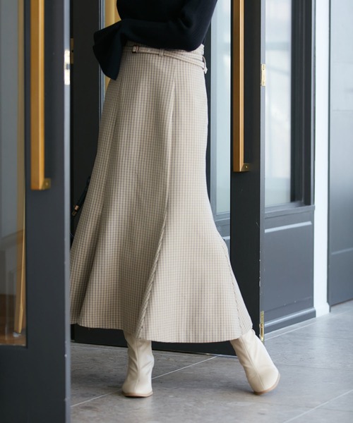 VIS（ビス）の「【洗える・防シワ】美easy裏起毛マーメイドスカート（スカート・レディース・ブラック/ホワイト系その他5/ベージュ系その他・SS/S/L/M）」の5枚目の写真