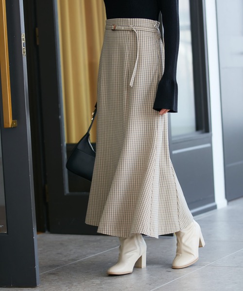 VIS（ビス）の「【洗える・防シワ】美easy裏起毛マーメイドスカート（スカート・レディース・ブラック/ホワイト系その他5/ベージュ系その他・SS/S/L/M）」の6枚目の写真