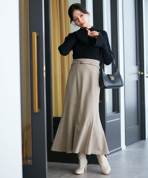 VIS（ビス）の「【洗える・防シワ】美easy裏起毛マーメイドスカート（スカート・レディース・ブラック/ホワイト系その他5/ベージュ系その他・SS/S/L/M）」の7枚目の写真