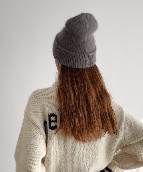 CANAL JEAN（キャナルジーン）の「El mar　アンゴラ混シャギーニットCAP（ニットキャップ/ビーニー・レディース・ブラウン/グレー/ブルー/ネイビー・ONE SIZE）」の2枚目の写真