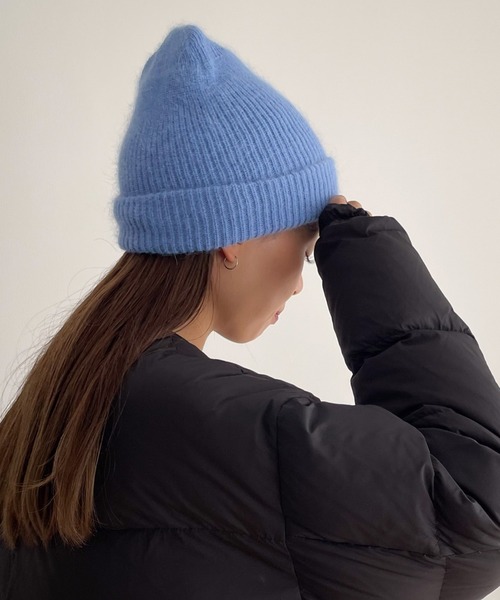 CANAL JEAN（キャナルジーン）の「El mar　アンゴラ混シャギーニットCAP（ニットキャップ/ビーニー・レディース・ブラウン/グレー/ブルー/ネイビー・ONE SIZE）」の4枚目の写真