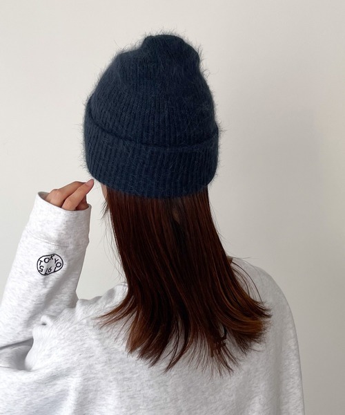 CANAL JEAN（キャナルジーン）の「El mar　アンゴラ混シャギーニットCAP（ニットキャップ/ビーニー・レディース・ブラウン/グレー/ブルー/ネイビー・ONE SIZE）」の7枚目の写真