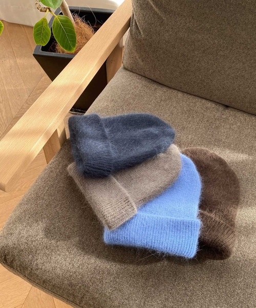 CANAL JEAN（キャナルジーン）の「El mar　アンゴラ混シャギーニットCAP（ニットキャップ/ビーニー・レディース・ブラウン/グレー/ブルー/ネイビー・ONE SIZE）」の9枚目の写真