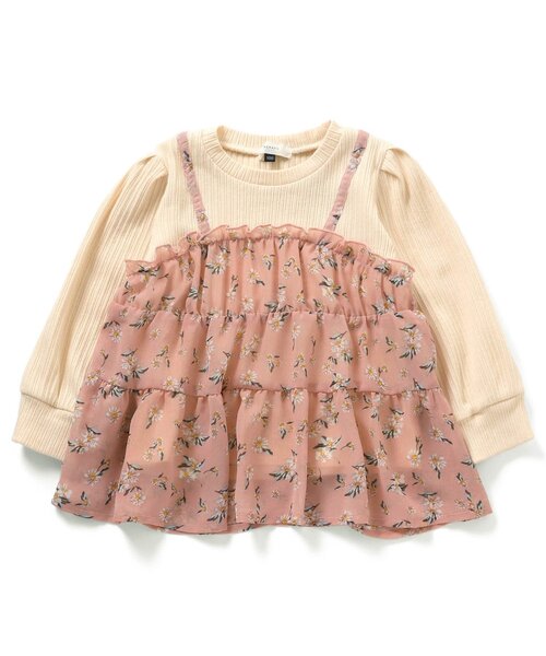 Seraph（セラフ）の「ビスチェドッキングトップス（Tシャツ/カットソー・キッズ・ピンク/ブラック/ライム・140/100/95/120/80/110/130/90）」の3枚目の写真