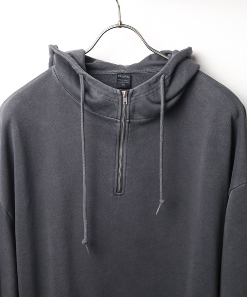 【セール】/ピグメント加工 裏毛スウェットハーフジップパーカー（パーカー）｜NO WAY（ノーウェイ）