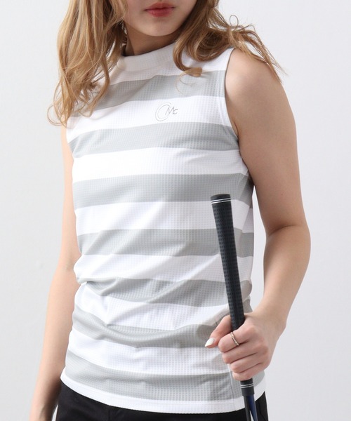 CECIL McBEE(セシルマクビー)の「ボーダーモックネックNS(Tシャツ/カットソー・レディース・ライトグレー/ブラック・2/3/1)」の2枚目の写真