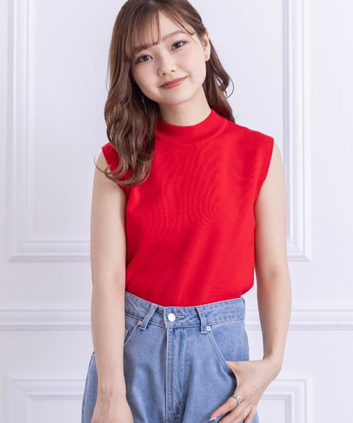 clear（クリア）の「ミラノリブノースリニットトップス≪2024SS新作≫（ニット/セーター・レディース・オフホワイト/ブルー/グレイッシュベージュ/ブラック/レッド/ピンク・F）」の6枚目の写真