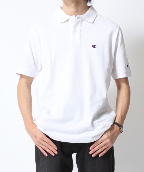 Champion(チャンピオン)の「Champion/チャンピオン ワンポイントロゴ刺繍 ミニワッペン 鹿の子 ポロシャツ レディース メンズ(ポロシャツ・メンズ・ネイビー/ホワイト/ブラック/グレー・M/L/XL)」の21枚目の写真