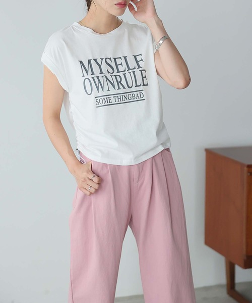 Bifrost(ビフレスト)の「ロゴプリントドロストTシャツ(Tシャツ/カットソー・レディース・ホワイト/ダークグレー/ベージュ・L/M)」の11枚目の写真