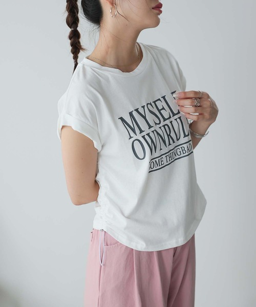 Bifrost(ビフレスト)の「ロゴプリントドロストTシャツ(Tシャツ/カットソー・レディース・ホワイト/ダークグレー/ベージュ・L/M)」の15枚目の写真