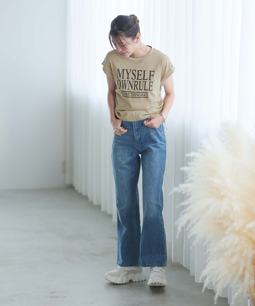 Bifrost(ビフレスト)の「ロゴプリントドロストTシャツ(Tシャツ/カットソー・レディース・ホワイト/ダークグレー/ベージュ・L/M)」の5枚目の写真