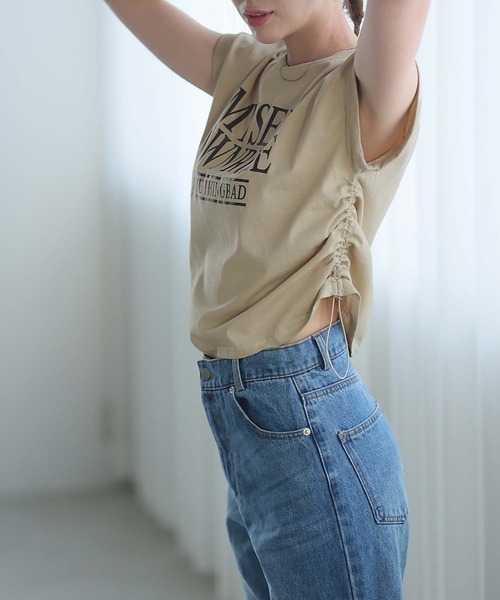 Bifrost(ビフレスト)の「ロゴプリントドロストTシャツ(Tシャツ/カットソー・レディース・ホワイト/ダークグレー/ベージュ・L/M)」の8枚目の写真