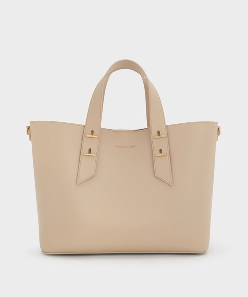 CHARLES＆KEITH メタリックアクセント　ダブルハンドルバッグ CHARLES & KEITH｜メタリックアクセント ダブルハンドルバッグ