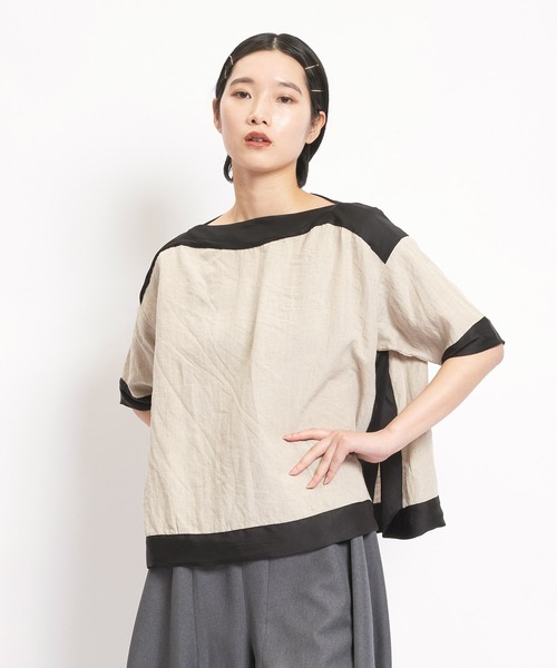 gomme（ゴム）の「フレンチリネン　プルオブラウス（シャツ/ブラウス・レディース・キナリ/ブラック・MEDIUM）」の2枚目の写真