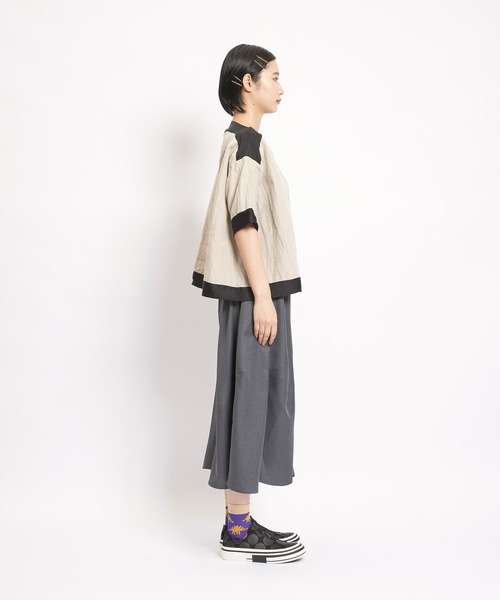 gomme（ゴム）の「フレンチリネン　プルオブラウス（シャツ/ブラウス・レディース・キナリ/ブラック・MEDIUM）」の9枚目の写真