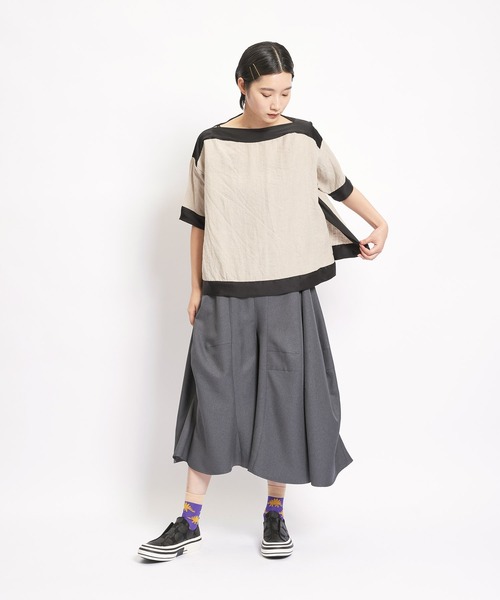 gomme（ゴム）の「フレンチリネン　プルオブラウス（シャツ/ブラウス・レディース・キナリ/ブラック・MEDIUM）」の4枚目の写真