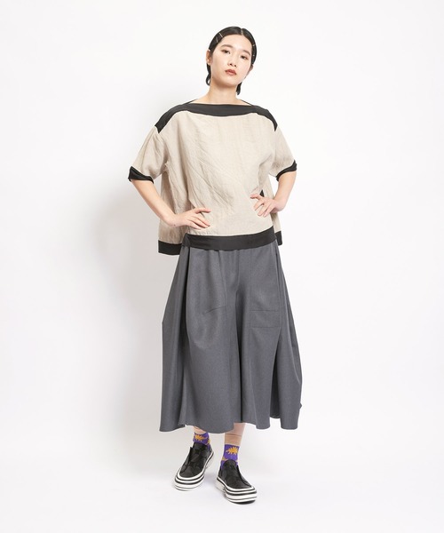 gomme（ゴム）の「フレンチリネン　プルオブラウス（シャツ/ブラウス・レディース・キナリ/ブラック・MEDIUM）」の6枚目の写真