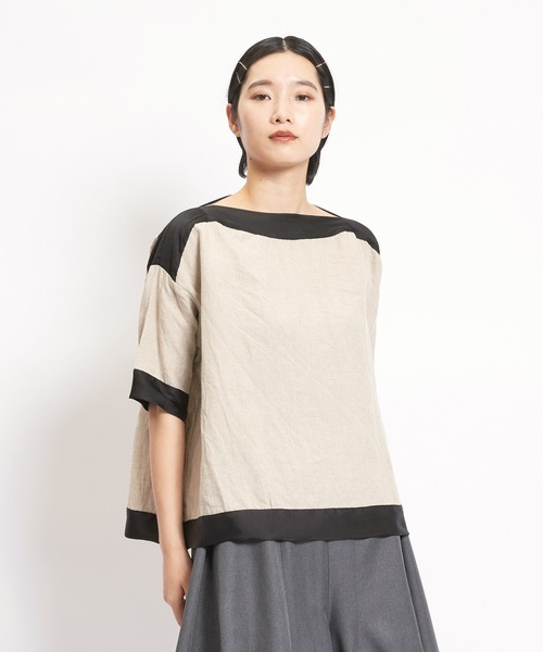 gomme（ゴム）の「フレンチリネン　プルオブラウス（シャツ/ブラウス・レディース・キナリ/ブラック・MEDIUM）」の3枚目の写真