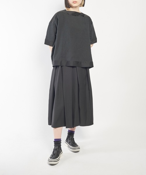 gomme（ゴム）の「フレンチリネン　プルオブラウス（シャツ/ブラウス・レディース・キナリ/ブラック・MEDIUM）」の7枚目の写真